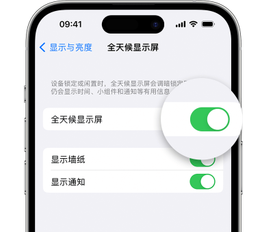 新华镇苹果15预约维修分享iPhone15如何设置全天候显示屏幕可见 